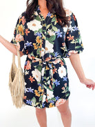 Midnight Garden Denim Mini Dress - Swoon Boutique New Orleans