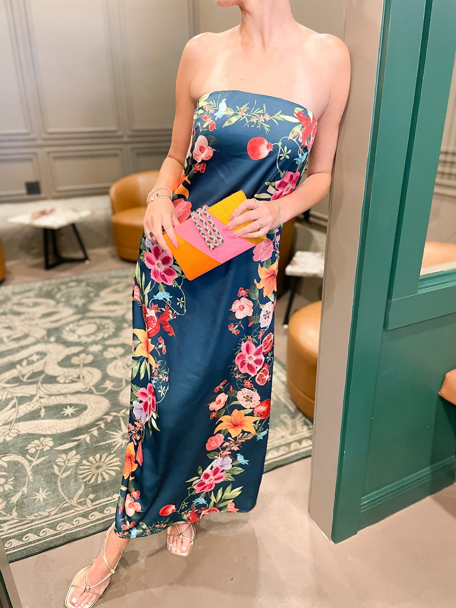 Midnight Garden Strapless Maxi Dress - Swoon Boutique New Orleans