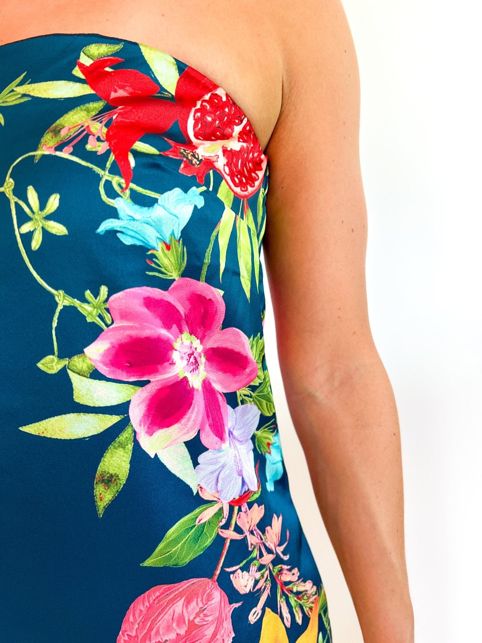 Midnight Garden Strapless Maxi Dress - Swoon Boutique New Orleans