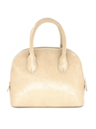 Beige structured mini top handle satchel