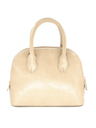 Beige structured mini top handle satchel
