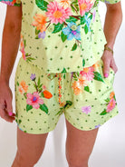 Mint Serenade Isa Shorts by Maude Vivante in mint multi printed cotton poplin
