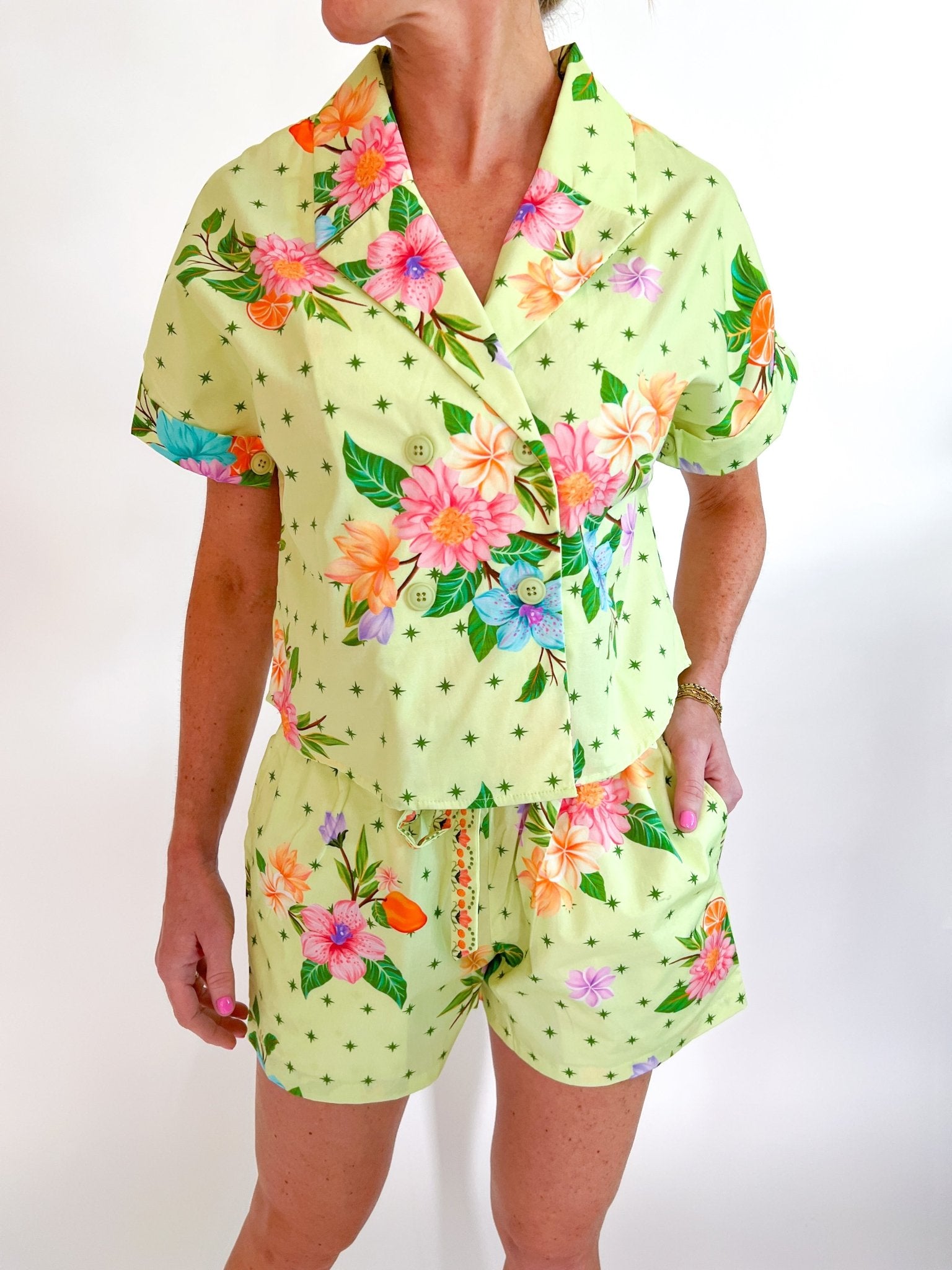 Mint Serenade Kya Top by Maude Vivante in mint multi 100 percent cotton poplin