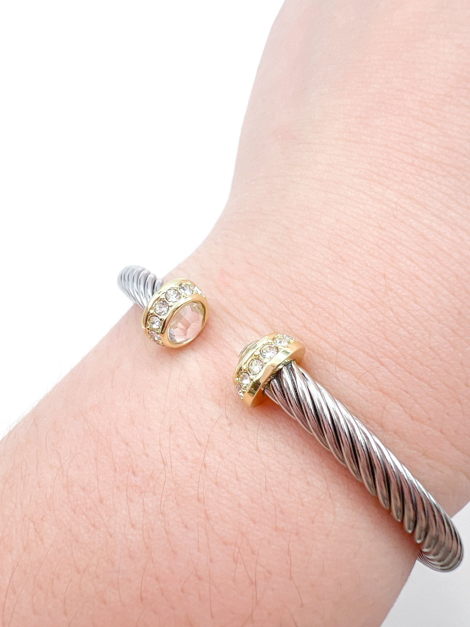 Mixed Metal Cuff With CZ Tips - Swoon Boutique New Orleans