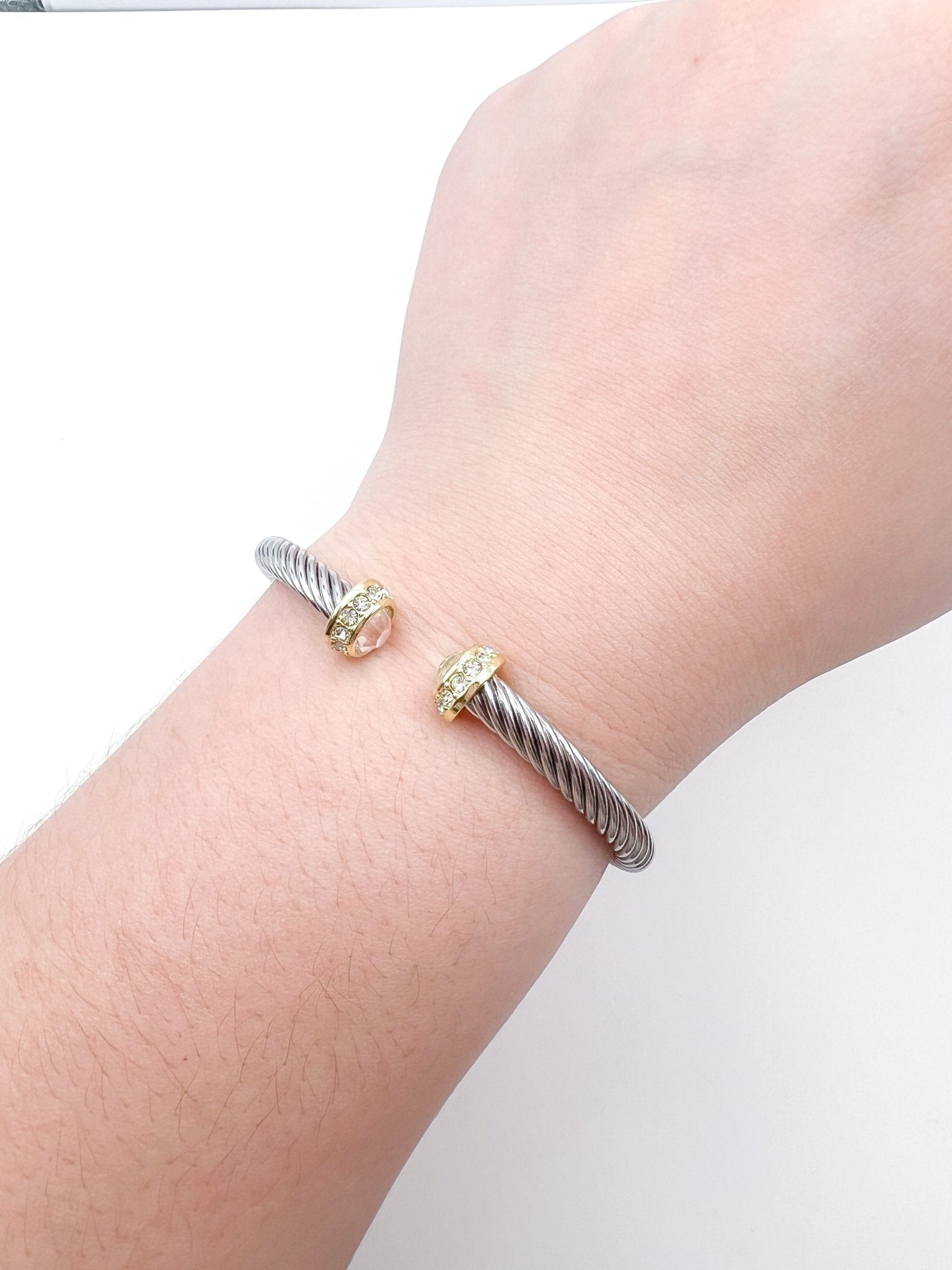 Mixed Metal Cuff With CZ Tips - Swoon Boutique New Orleans