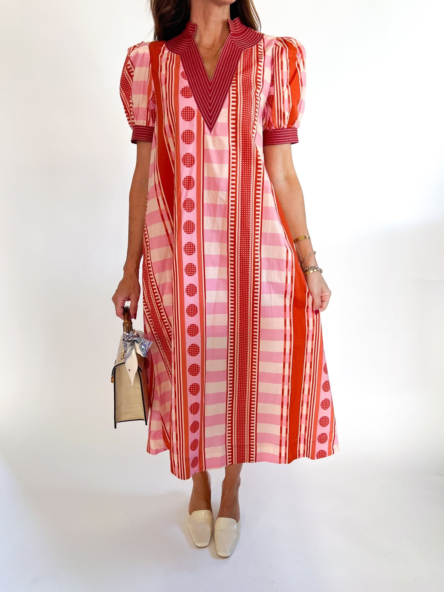 Mixed Print Puff Sleeve Mini Dress - Swoon Boutique New Orleans