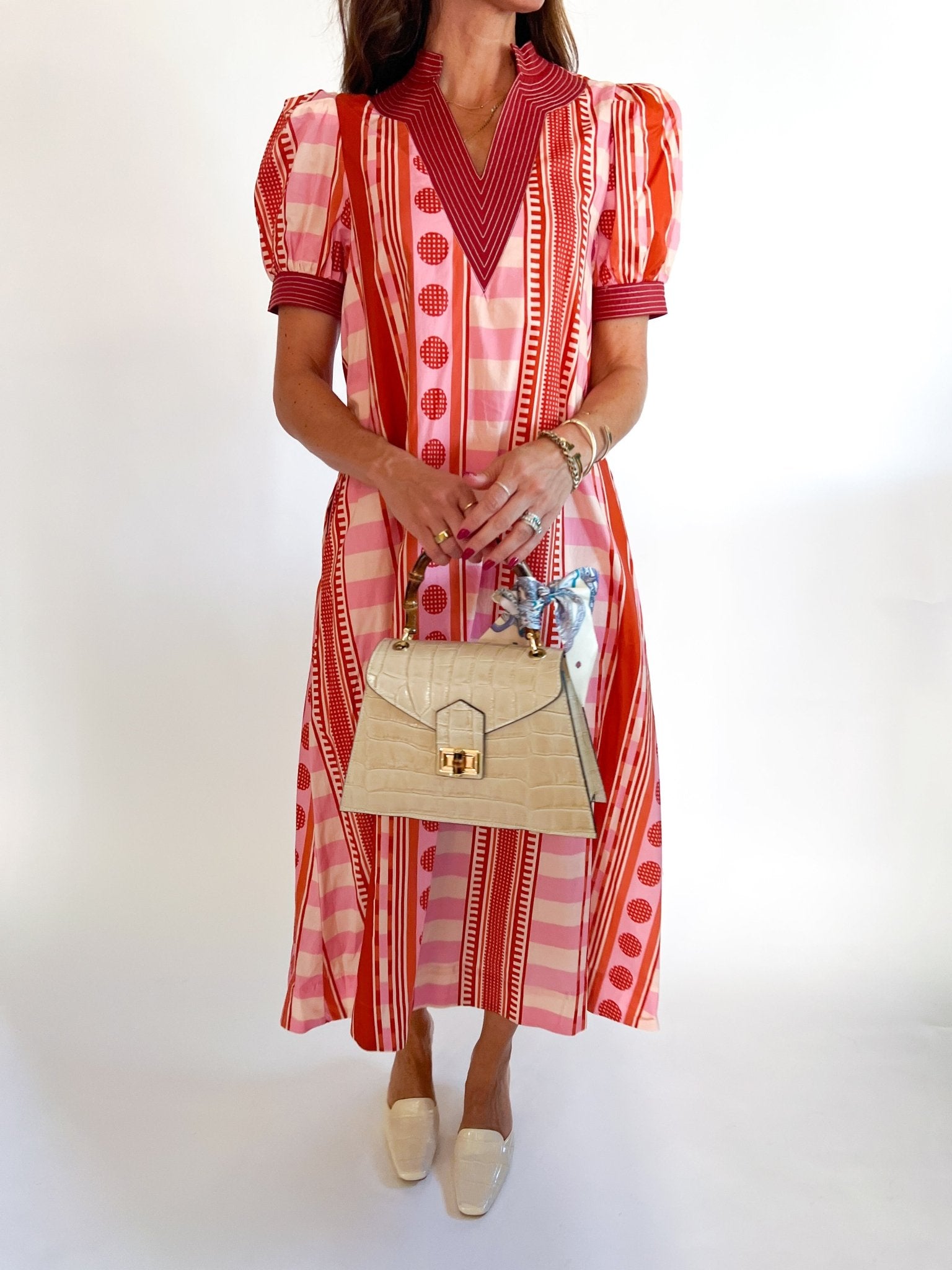 Mixed Print Puff Sleeve Mini Dress - Swoon Boutique New Orleans