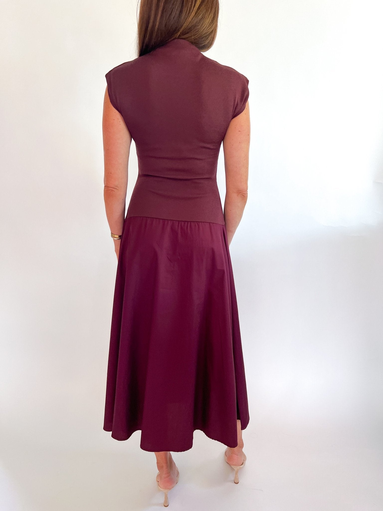Mock Neck Contrast Midi Dress - Swoon Boutique New Orleans