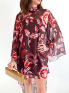 Mock Neck High Low Floral Dress - Swoon Boutique New Orleans