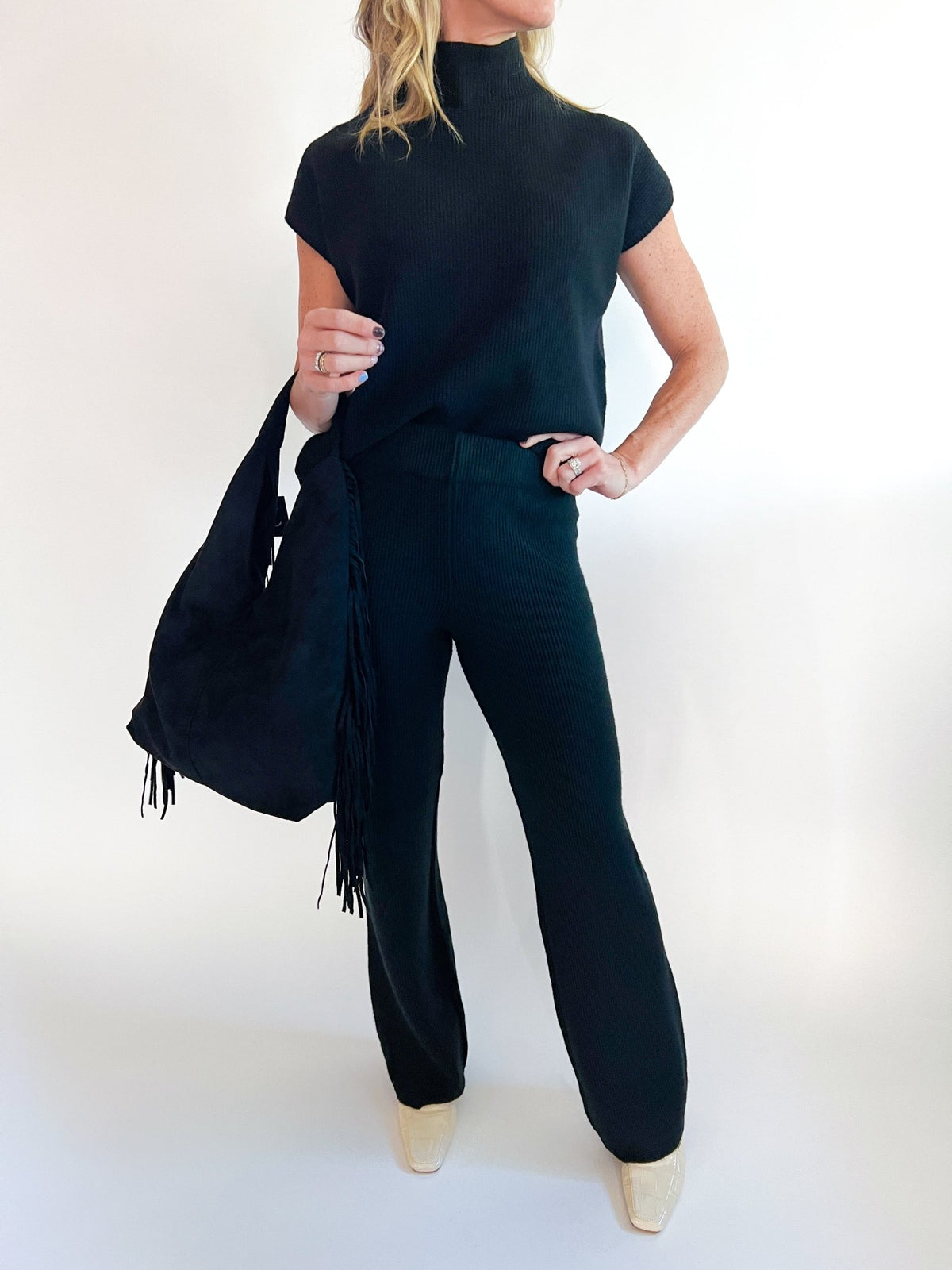 Mock Neck Knit Poncho Top - Swoon Boutique New Orleans