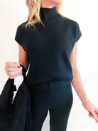 Mock Neck Knit Poncho Top - Swoon Boutique New Orleans
