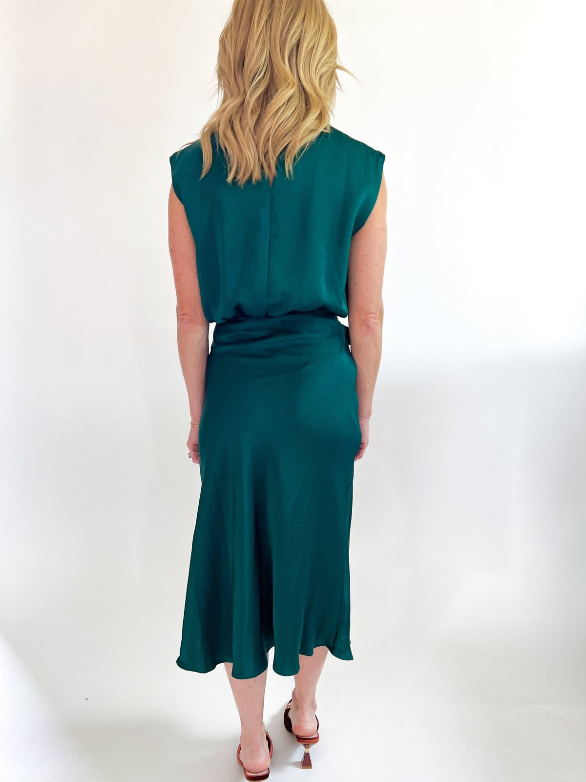 Mock Neck Sleeveless Waist Tie Midi Dress - Swoon Boutique New Orleans