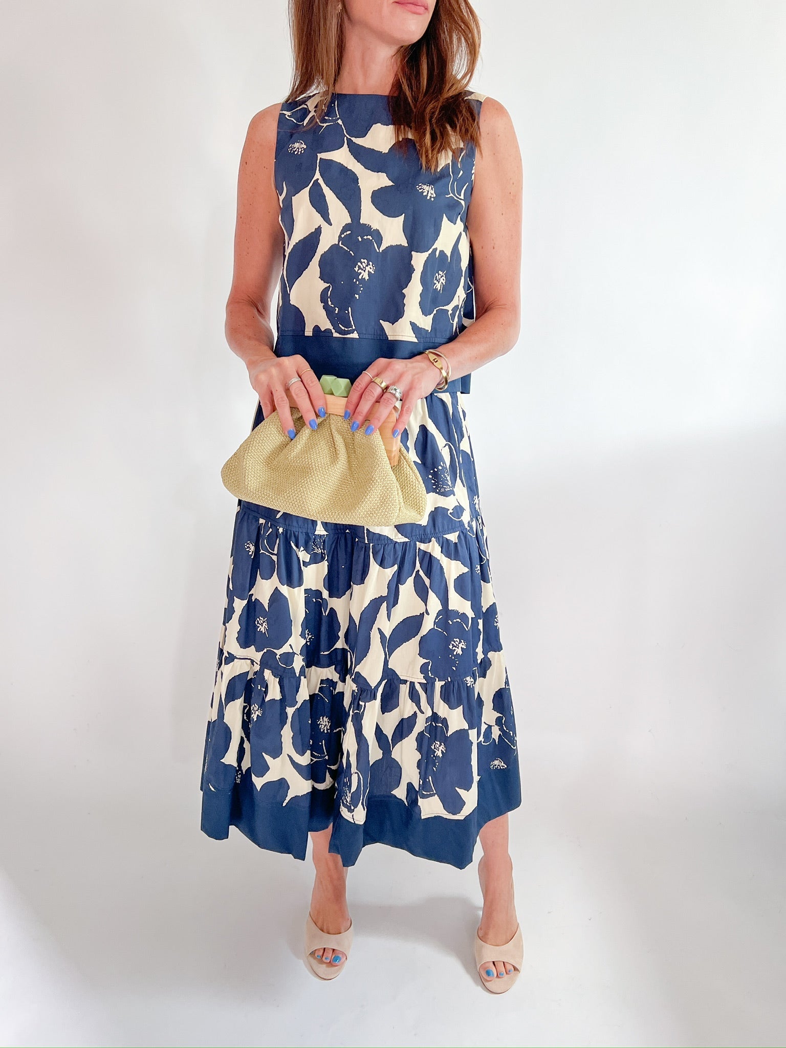 Navy Bloom Midi Skirt Set - Swoon Boutique New Orleans