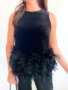 Noella Feather Hem Velvet Tank Top - Swoon Boutique New Orleans