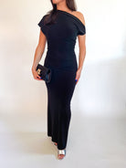 Noir One Shoulder Maxi Dress - Swoon Boutique New Orleans