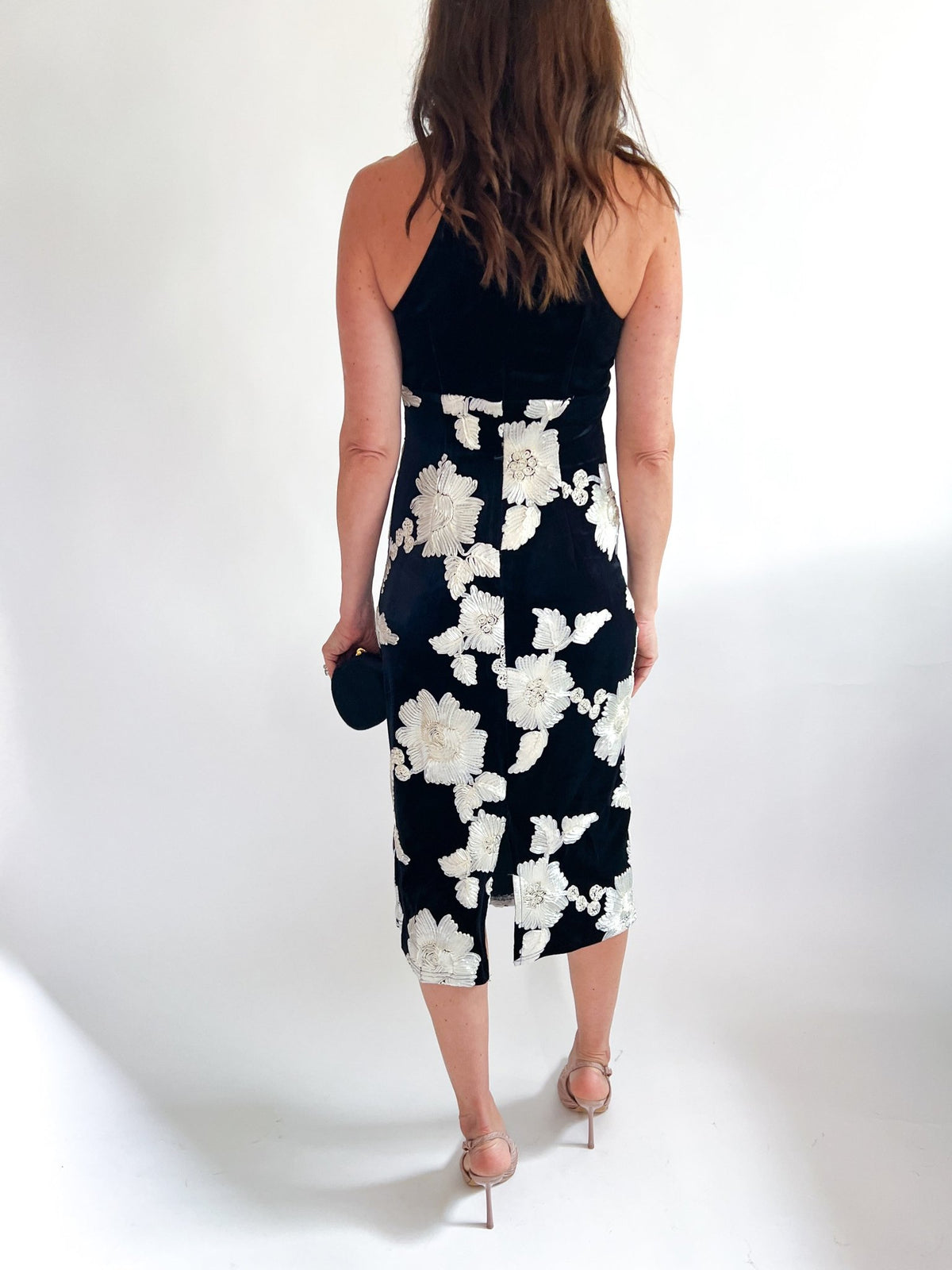 Oaklyn Flower Embellished Halter Dress - Swoon Boutique New Orleans