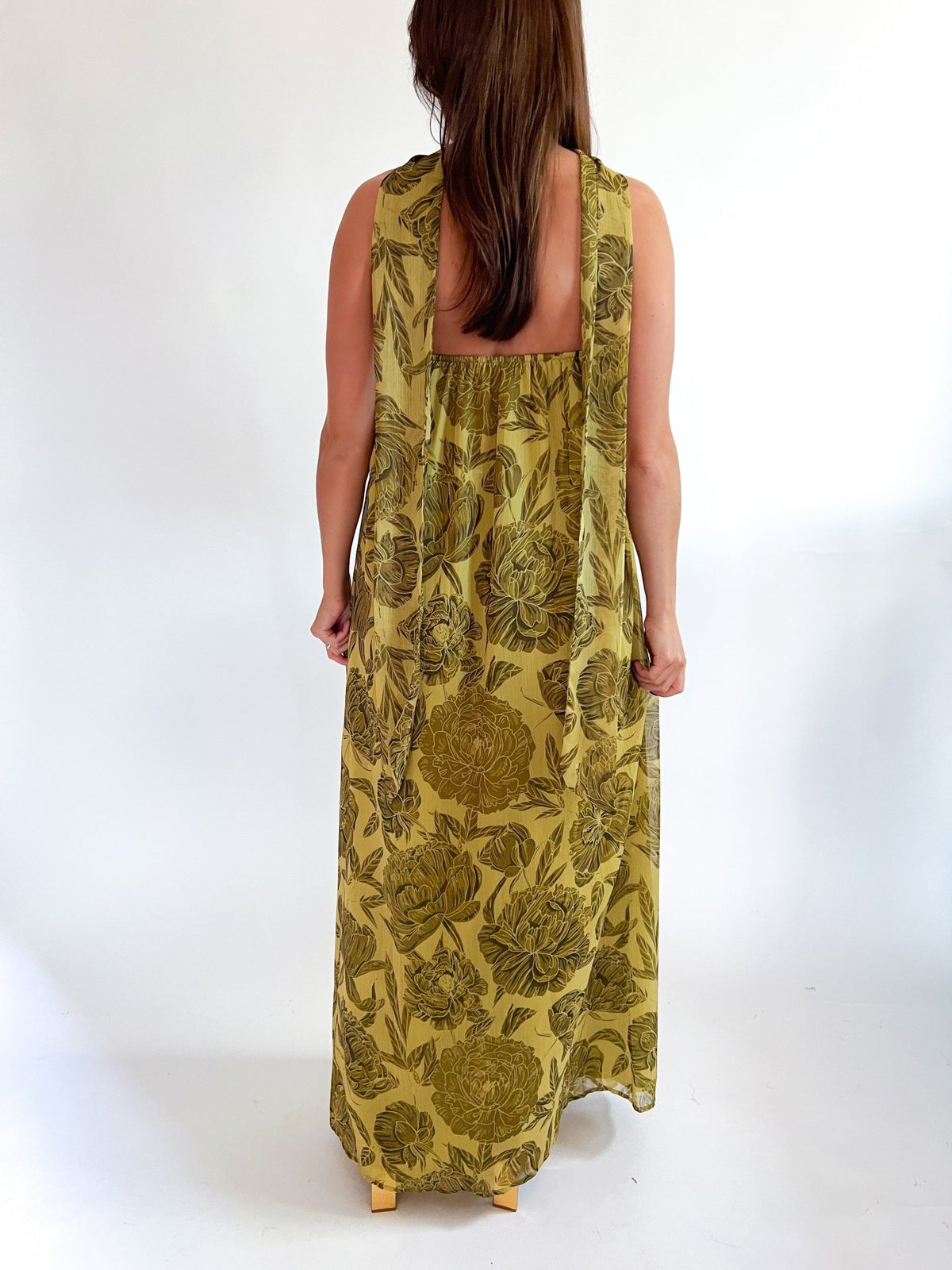 Olive Strapless Maxi Dress With Scarf - Swoon Boutique New Orleans