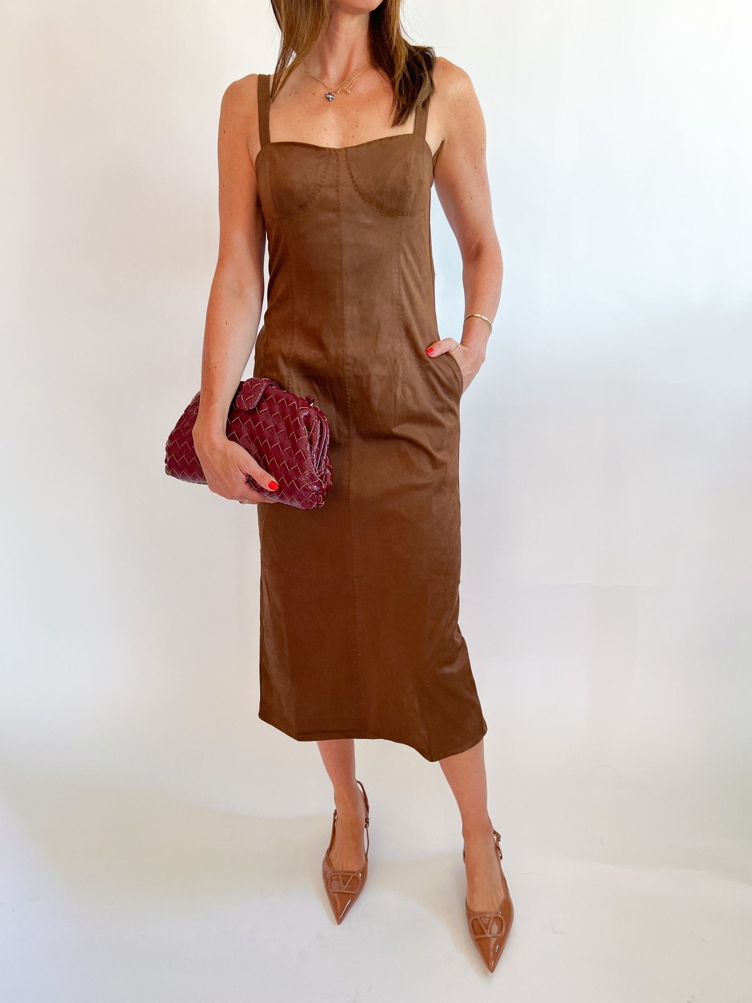 Olivia Suede Midi Dress - Swoon Boutique New Orleans