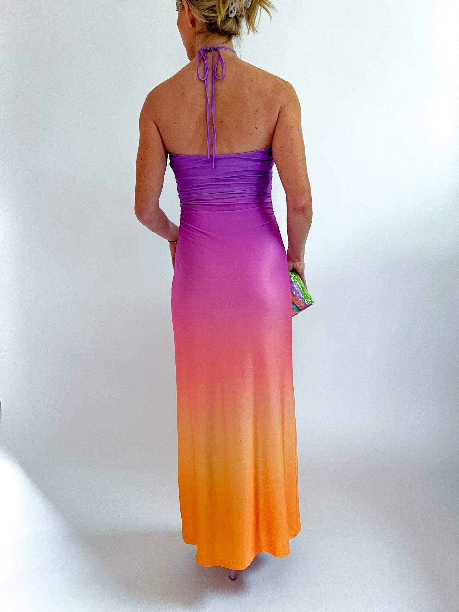 Ombre Halter Bead Maxi Dress - Swoon Boutique New Orleans