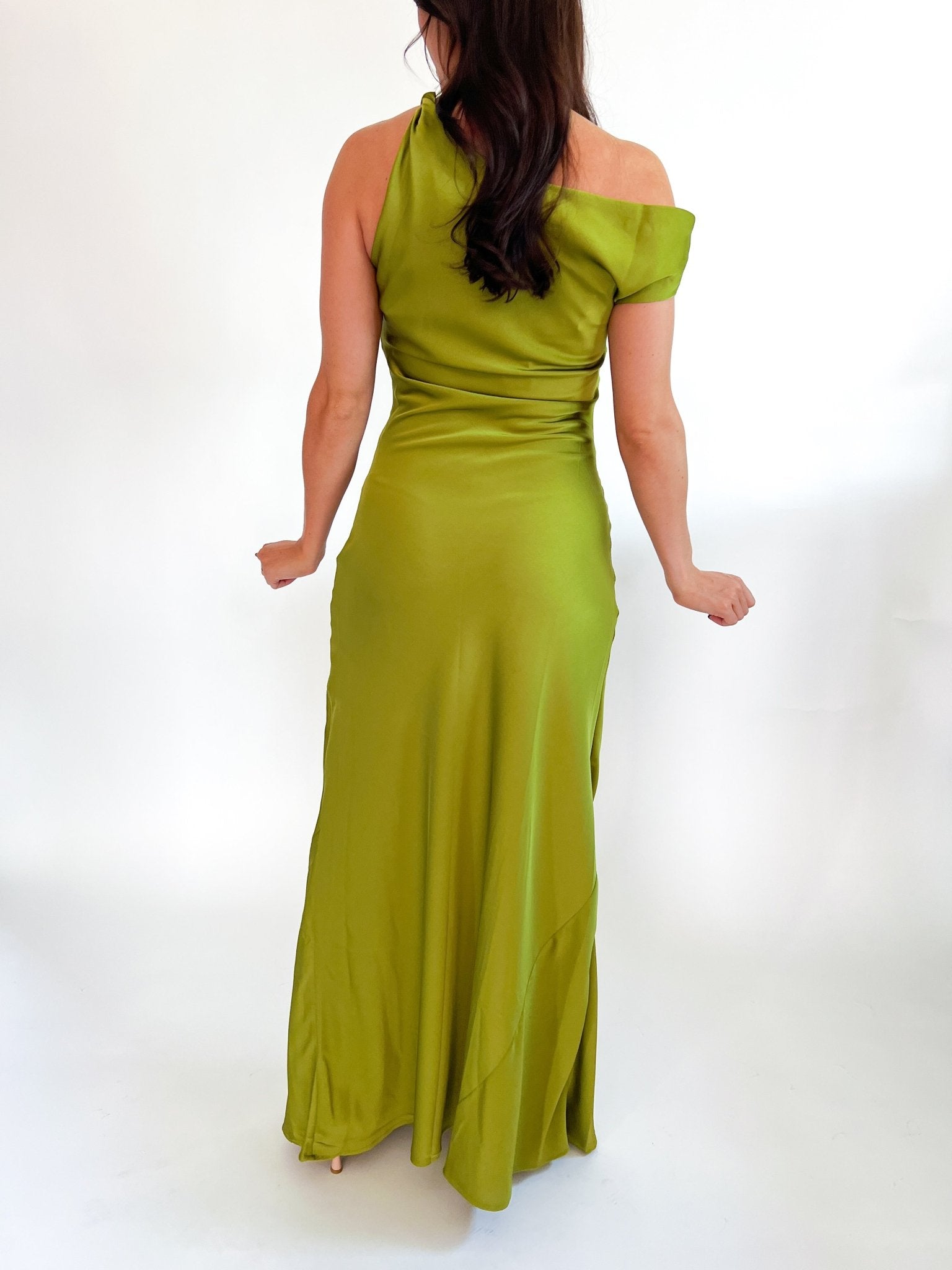 One Shoulder Satin Maxi Dress - Swoon Boutique New Orleans