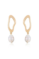 Gold-plated open circle freshwater pearl earrings