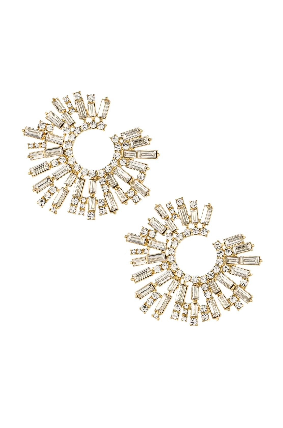 18k gold-plated crystal stardust open circle earrings
