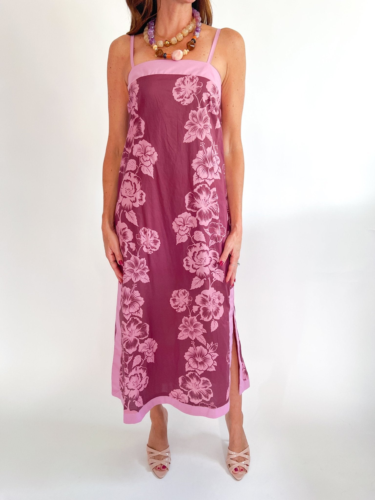 Orchid Bloom Satin Midi Dress - Swoon Boutique New Orleans