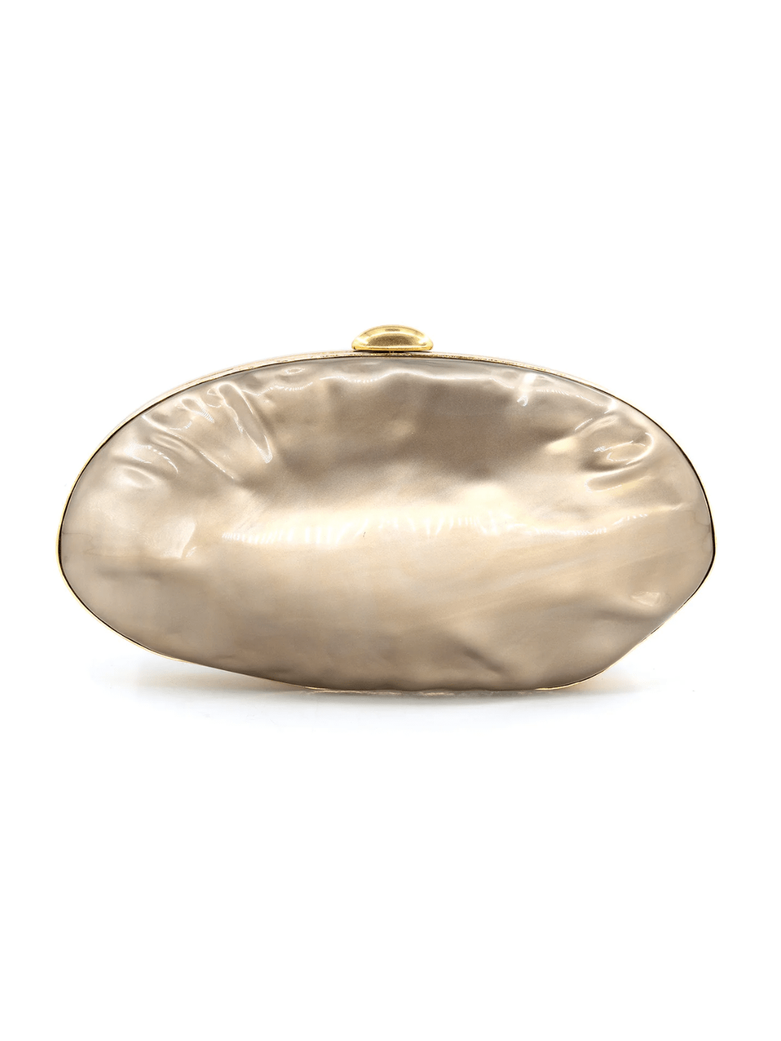 Metallic organic-edge clutch with sculptural silhouette