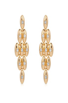 Gold-plated oval dome baguette crystal dangle earrings