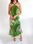 Palm Haven Halter Midi Dress - Swoon Boutique New Orleans