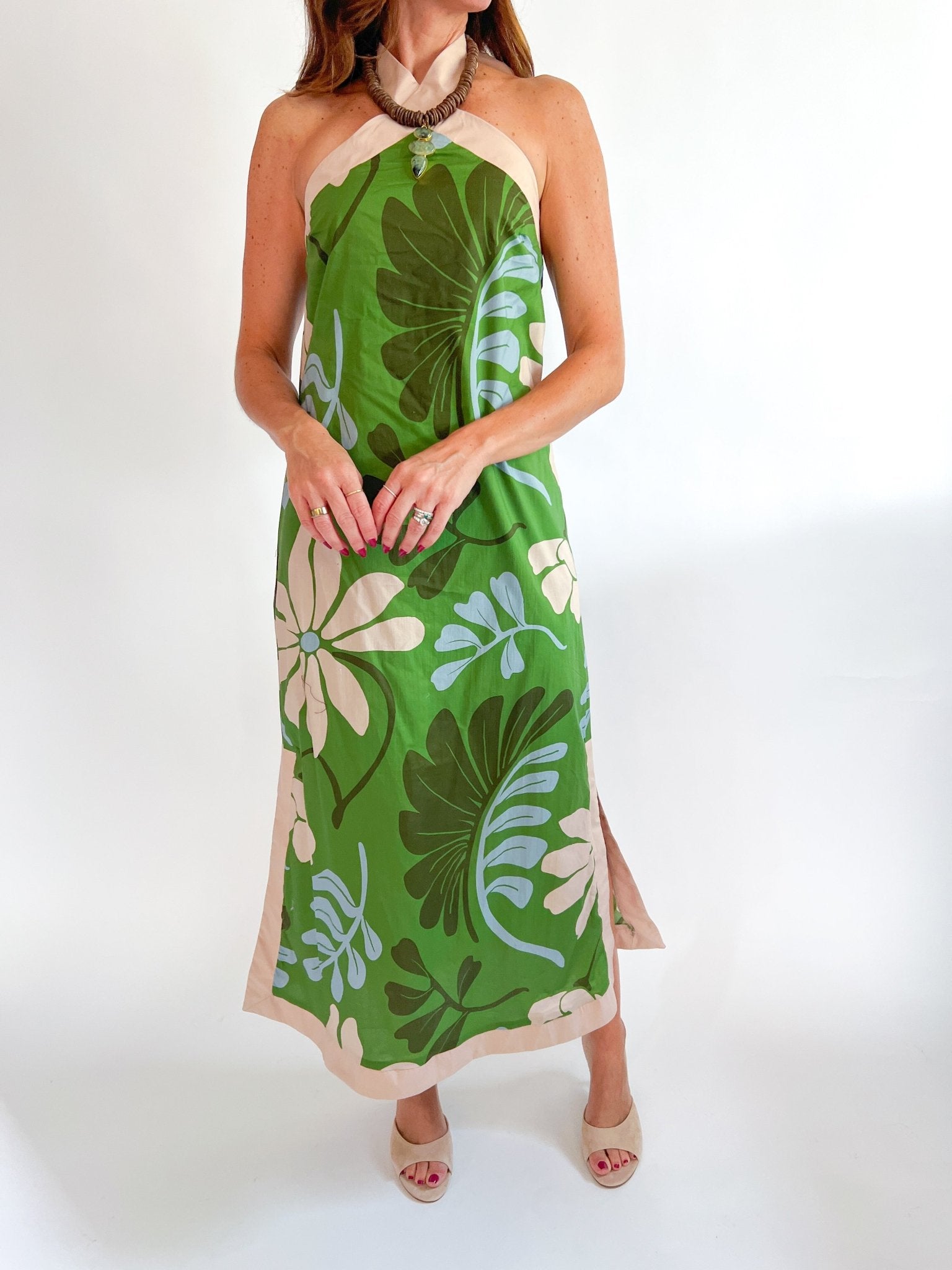 Palm Haven Halter Midi Dress - Swoon Boutique New Orleans