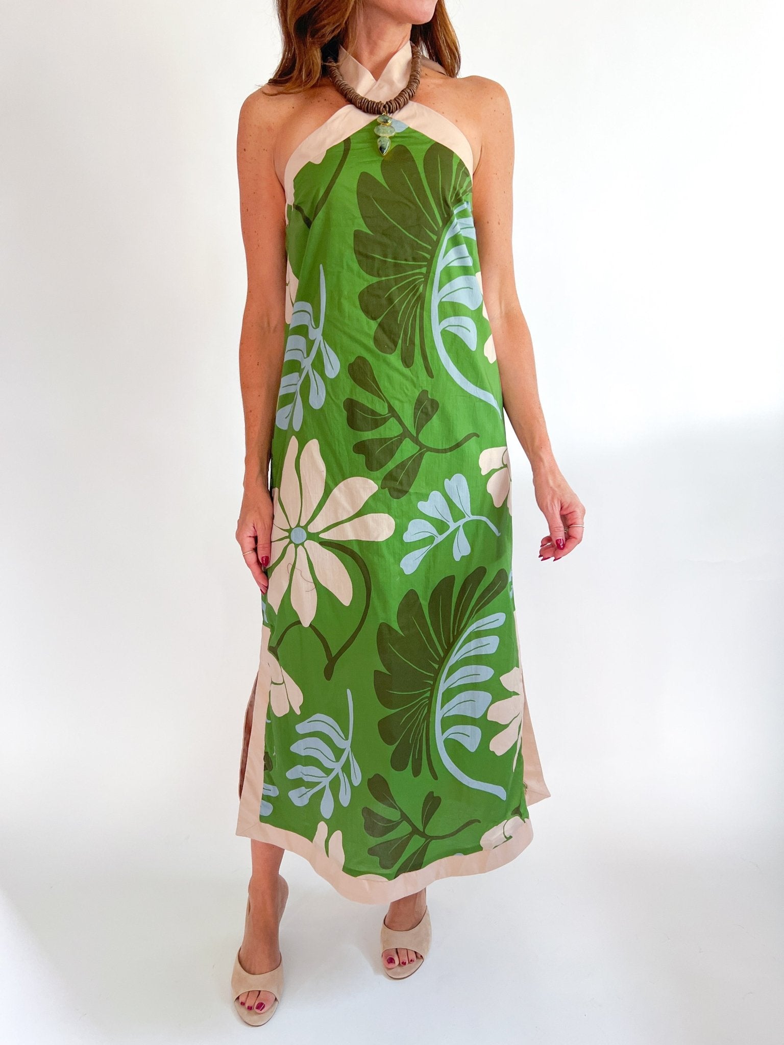Palm Haven Halter Midi Dress - Swoon Boutique New Orleans