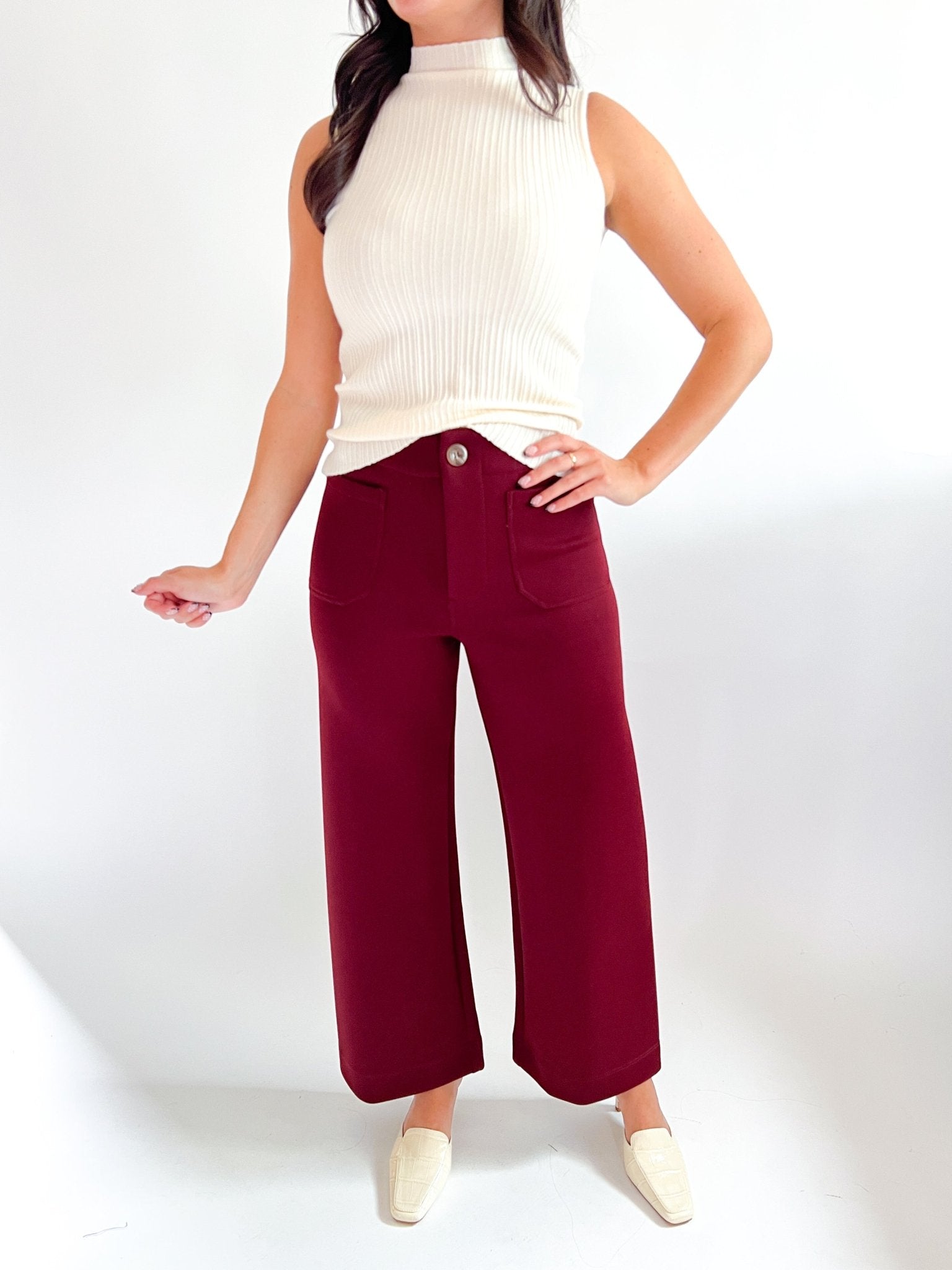Patch Pocket Solid Knit Pants - Swoon Boutique New Orleans