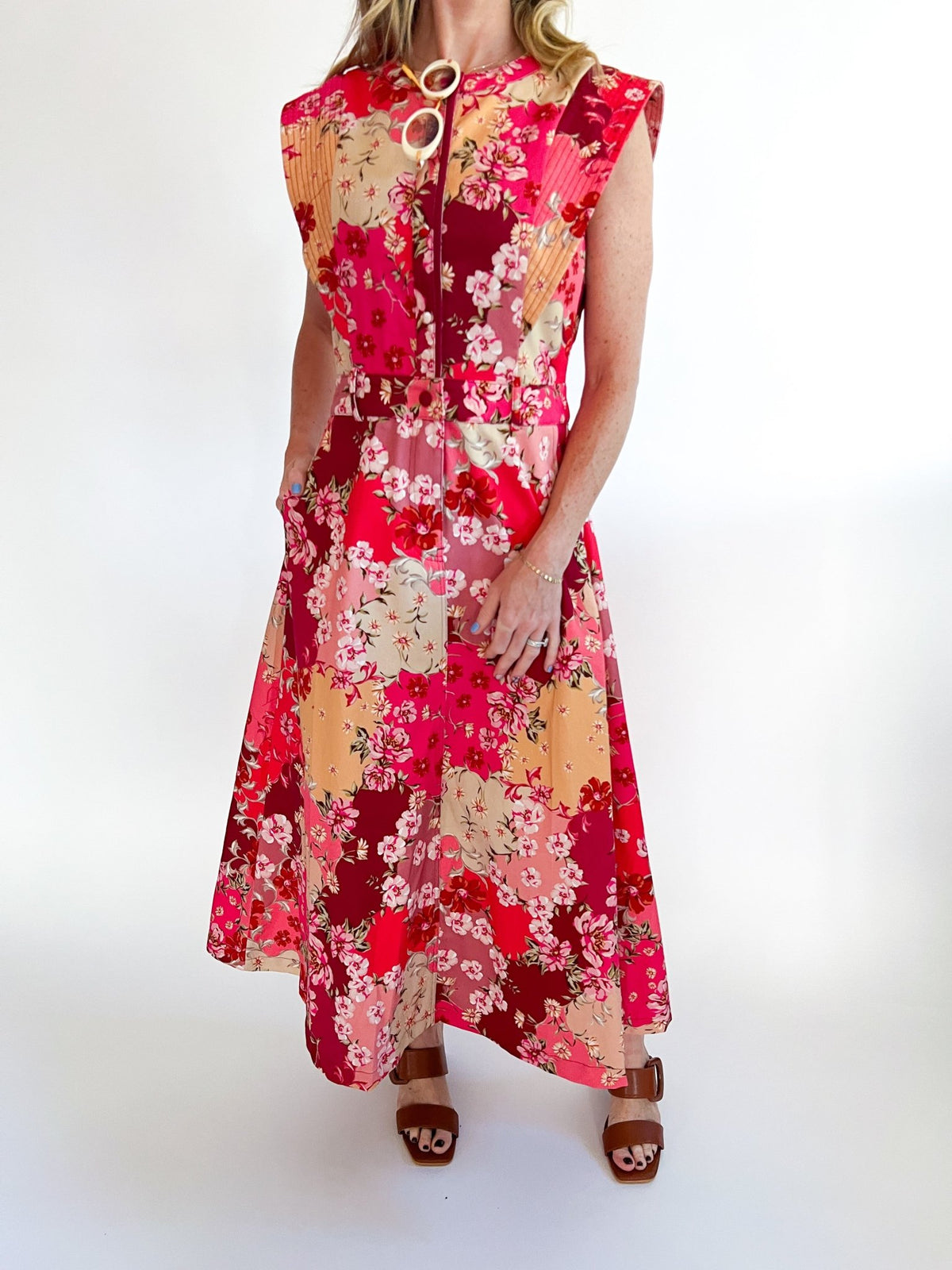 Patchwork Floral Midi Dress - Swoon Boutique New Orleans