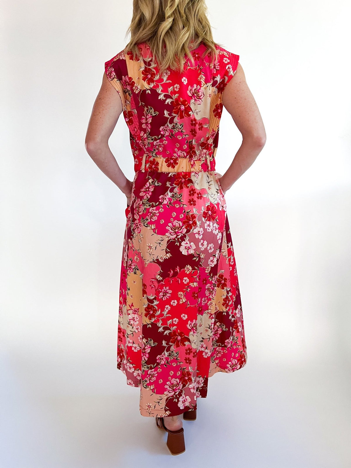 Patchwork Floral Midi Dress - Swoon Boutique New Orleans