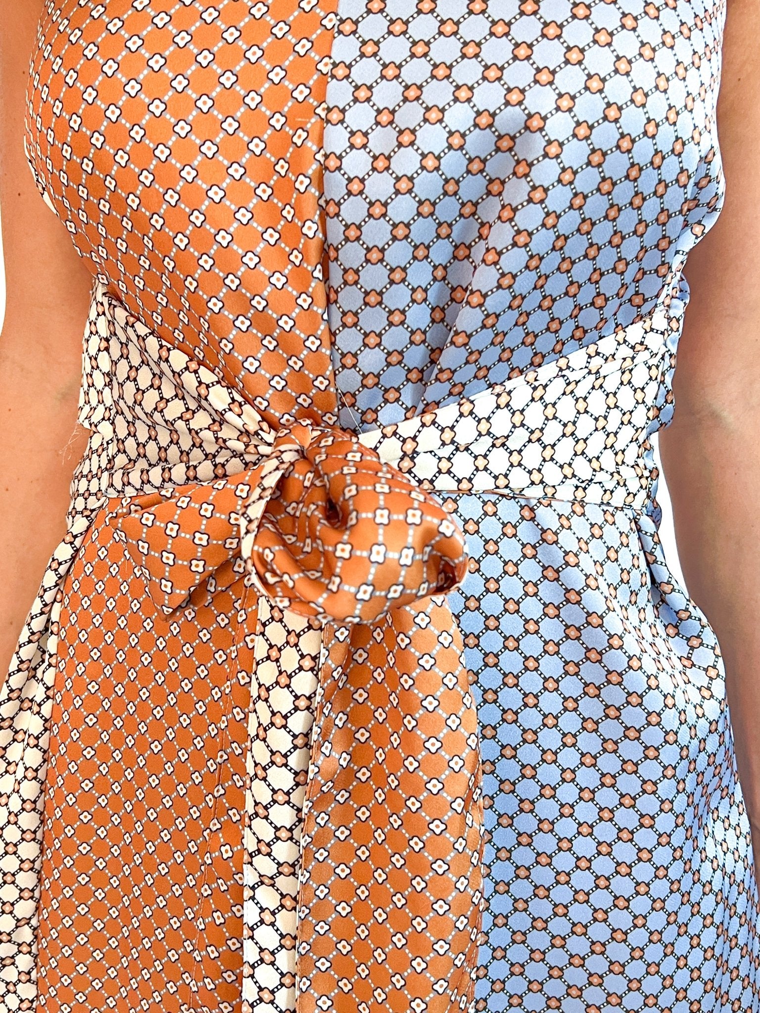 Patchwork Strapless Midi Dress - Swoon Boutique New Orleans