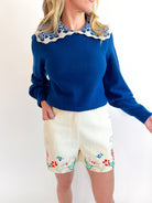 Patterned Oversize Collar Sweater - Swoon Boutique New Orleans