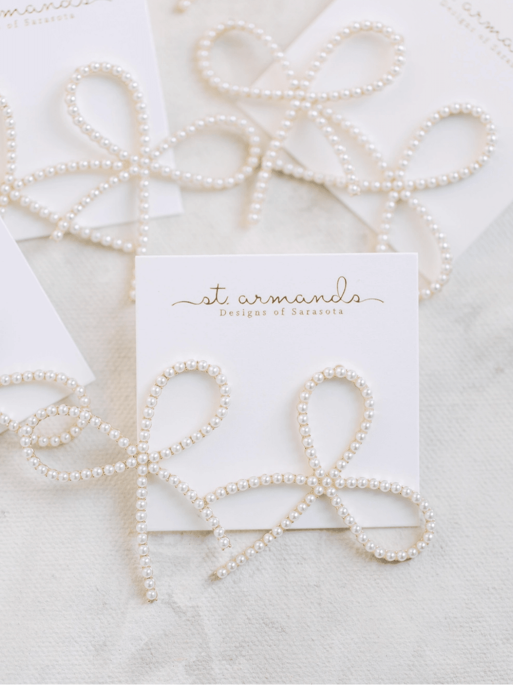 Pearl Statement Bow Holiday Earrings - Swoon Boutique New Orleans