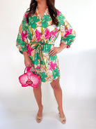 Petal Pop Front Split Button Dress - Swoon Boutique New Orleans