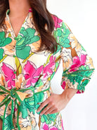 Petal Pop Front Split Button Dress - Swoon Boutique New Orleans