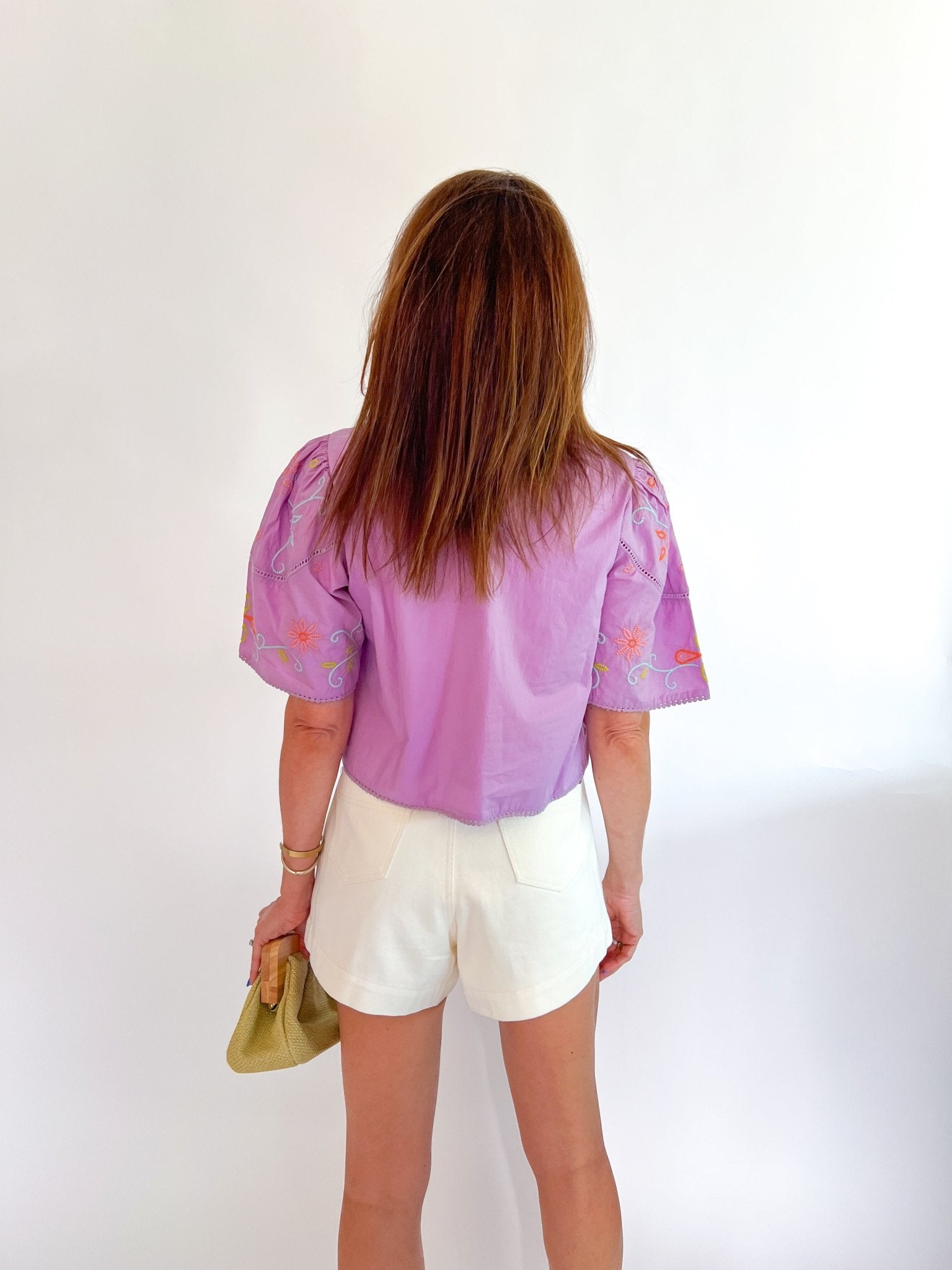 Pewter Lavender Embroidered Top - Swoon Boutique New Orleans