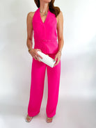 Pink Harry Suiting Belted Halter Top - Swoon Boutique New Orleans