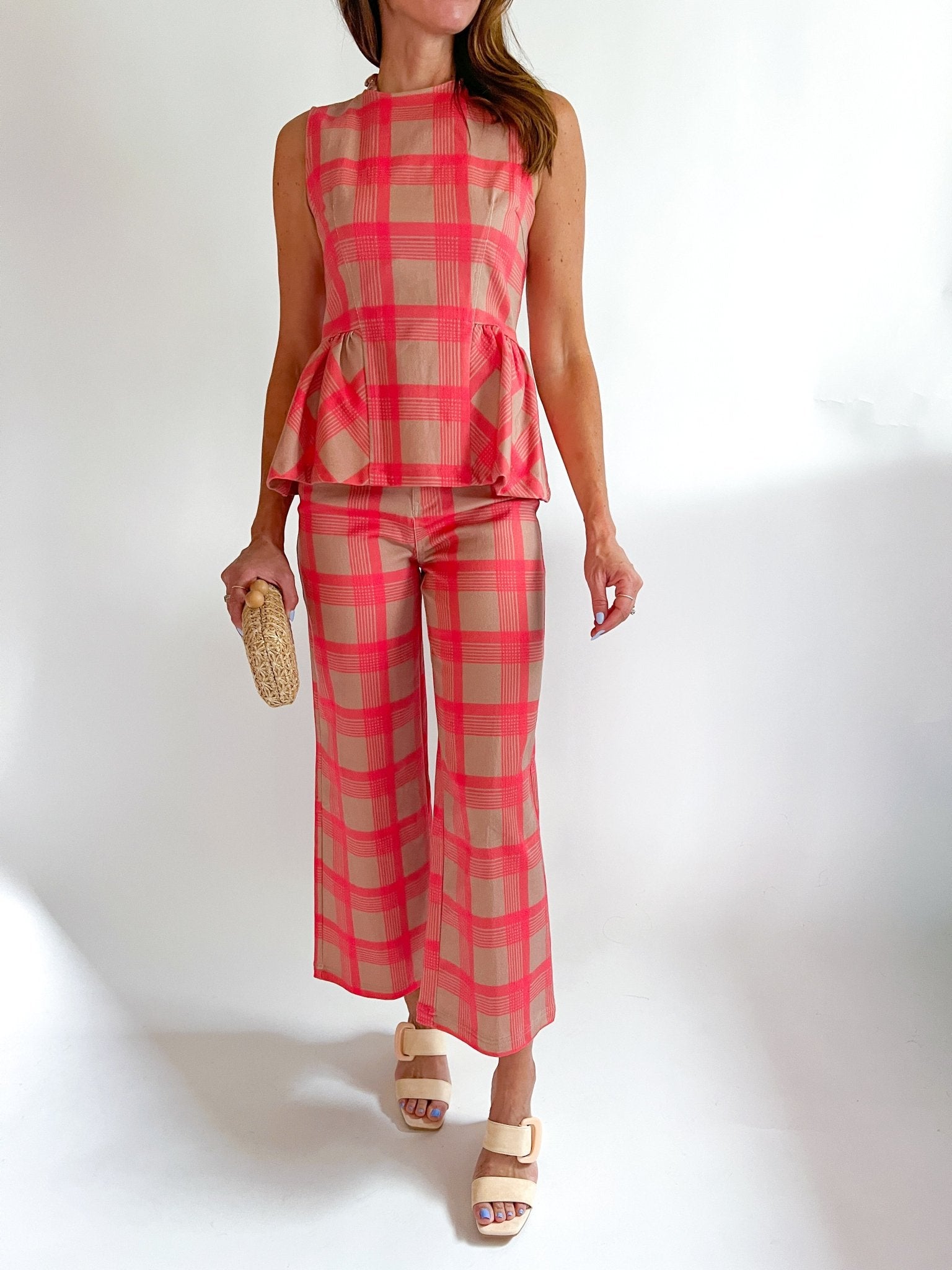 Plaid Peplum Top - Swoon Boutique New Orleans