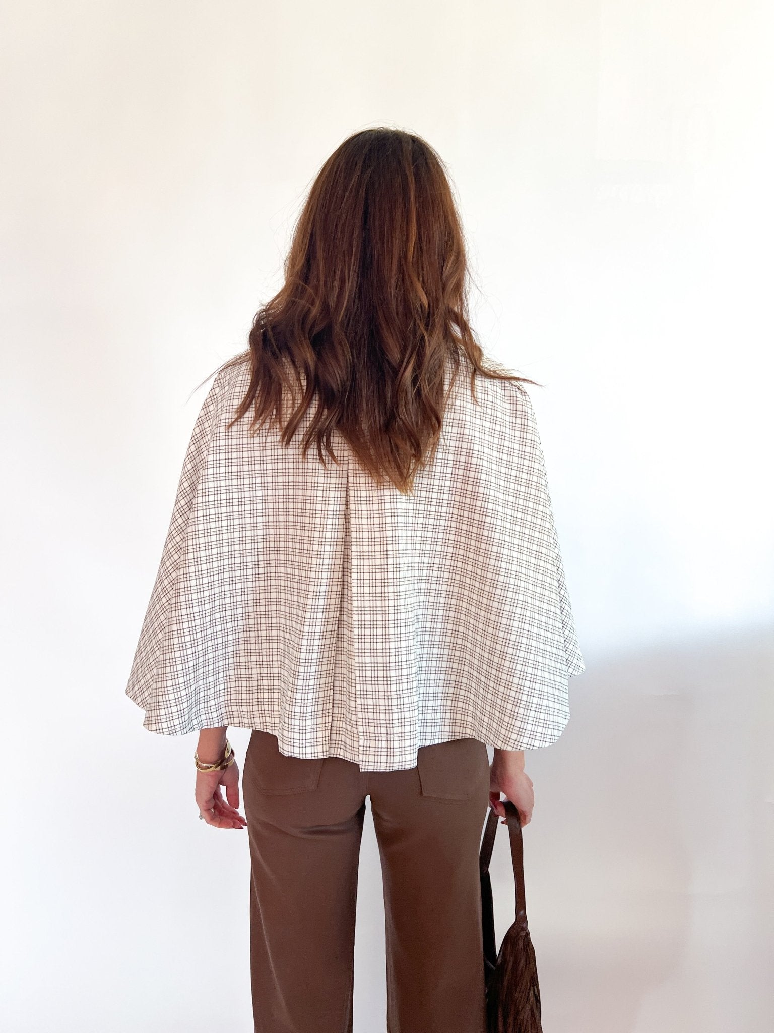 Plaid Poncho Button Down Top - Swoon Boutique New Orleans