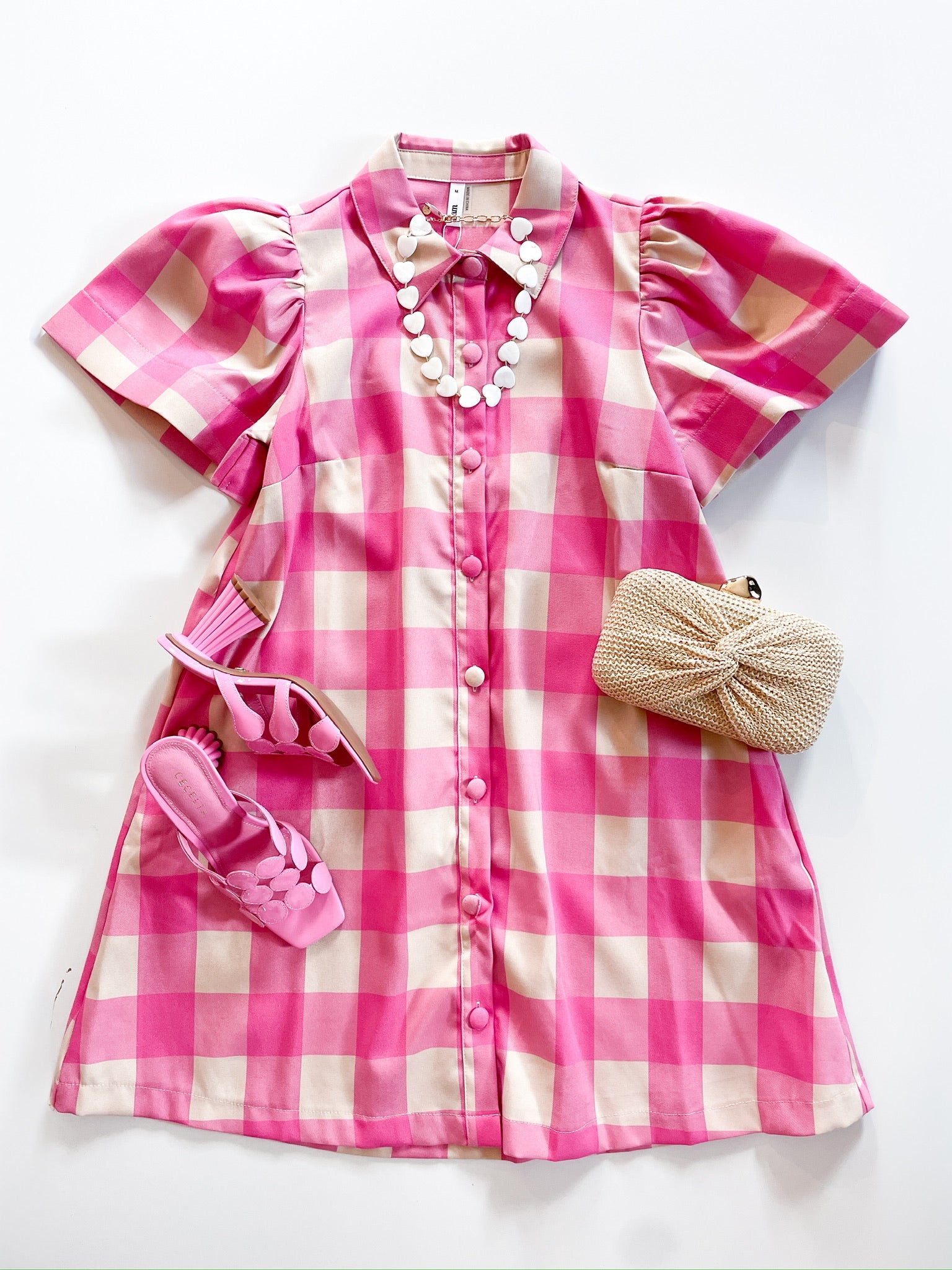 Plaid Puff Sleeve Mini Dress - Swoon Boutique New Orleans