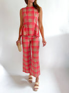 Plaid Wide Leg Pants - Swoon Boutique New Orleans