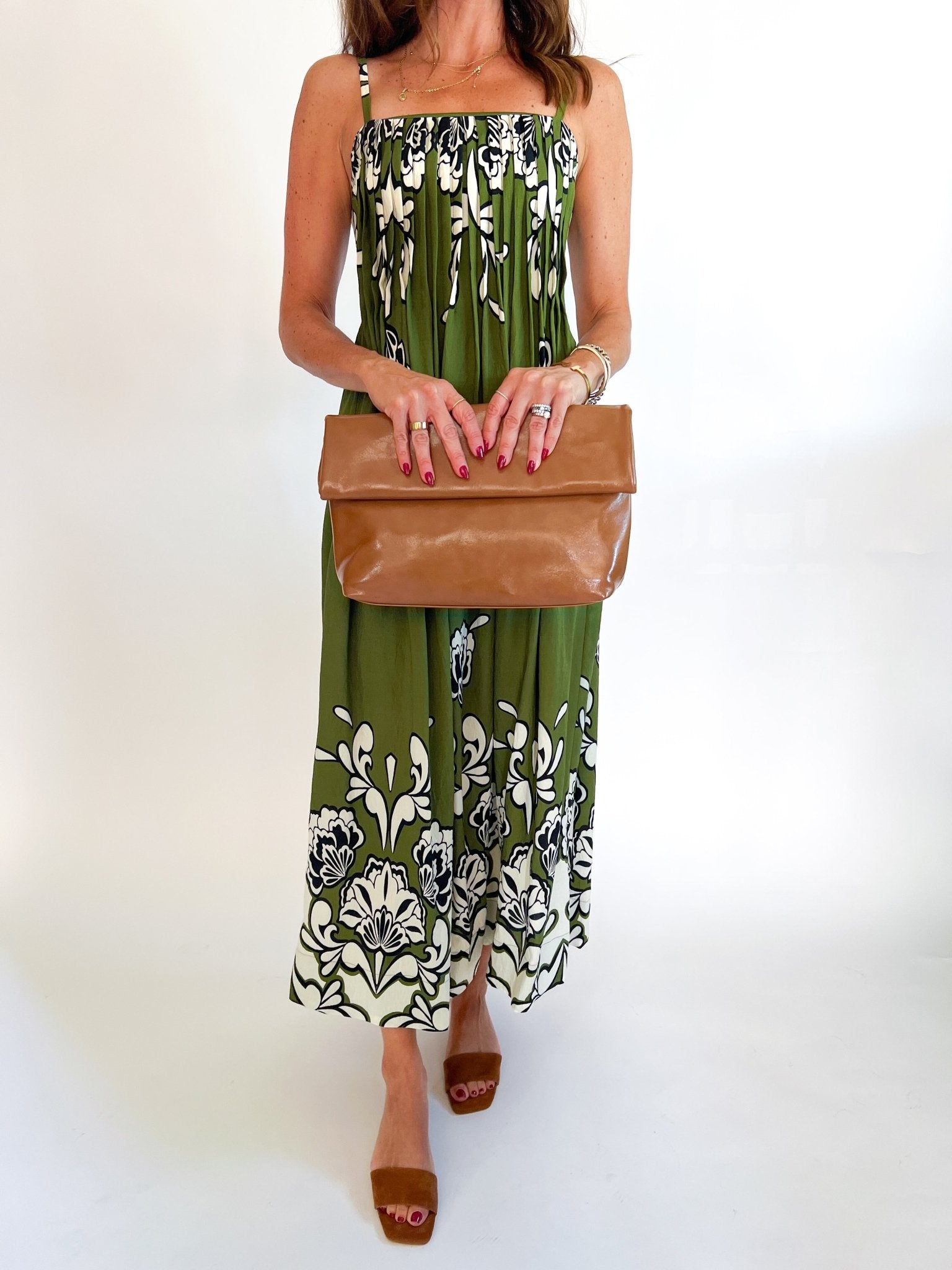 Pleated Floral Midi Skirt Dress - Swoon Boutique New Orleans