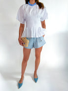 Pleated Waist Peplum Top - Swoon Boutique New Orleans