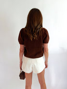 Pointelle Puff Sleeve Knit Cardigan - Swoon Boutique New Orleans