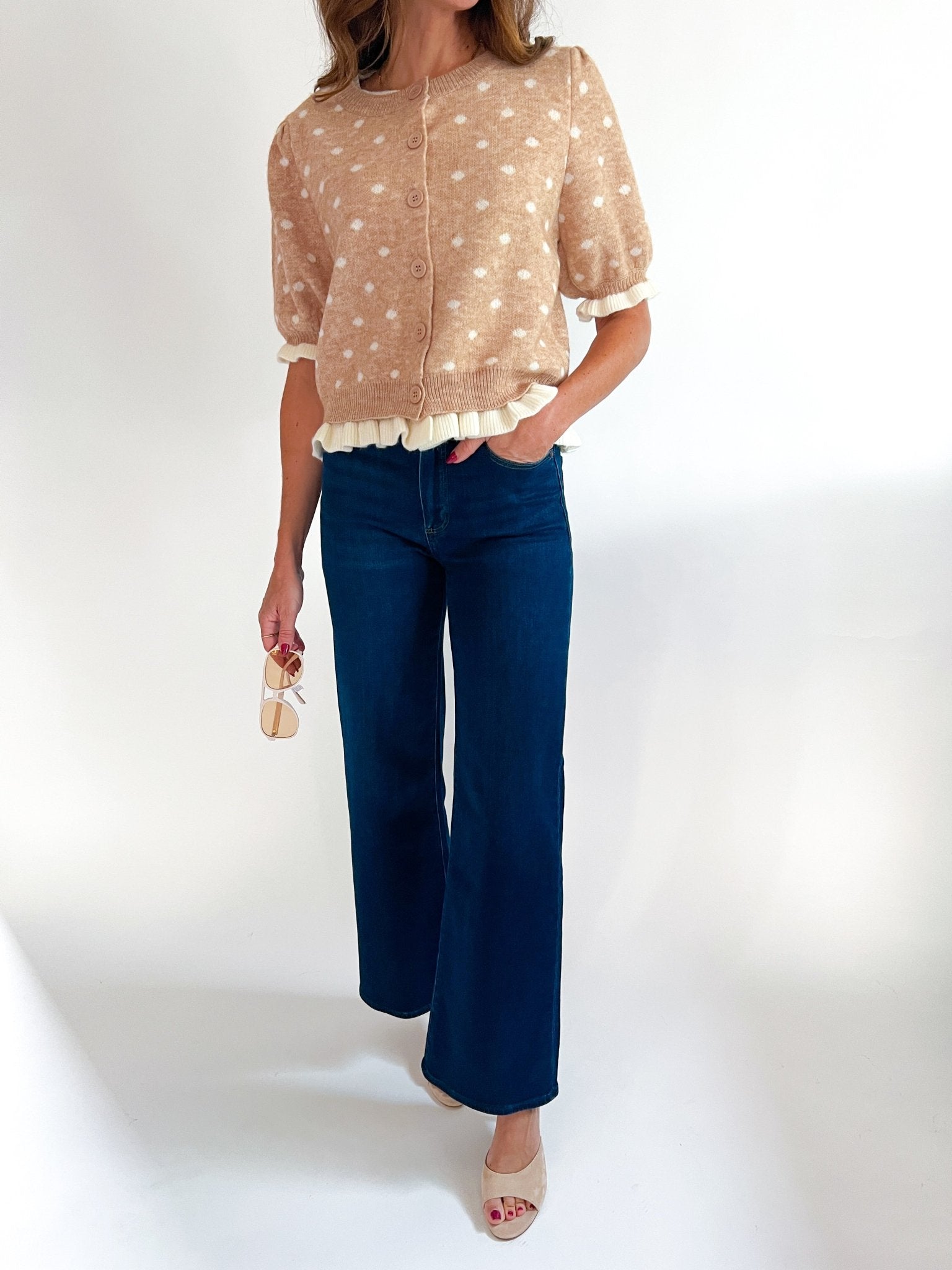 Polka Dot Knit Cardigan - Swoon Boutique New Orleans
